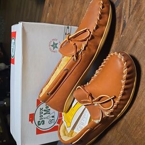 Vintage Sioux Mox Moccasin NWT And Box 1990 Ecletic Grandpa Mens 11 Leather USA